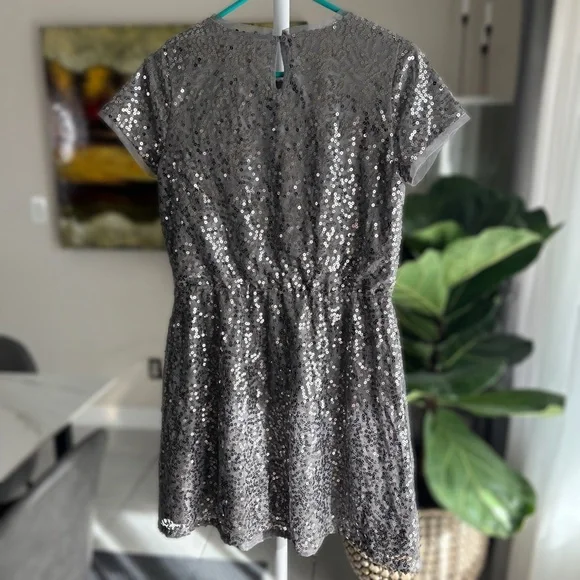 GAP Silver Sequin Kids Dress sz XXL 14 y.o. - Picture 3 of 12